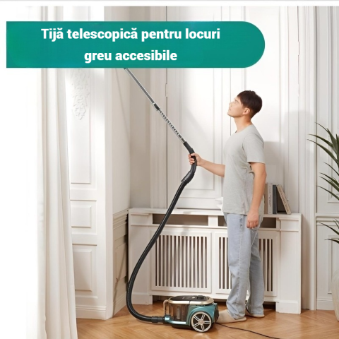 Aspirator fara sac model Eureka® Apollo, aspirator cilindric usor cu PowerCyclone unic, recipient de praf de 2, 2 l, motor cu eficienta energetica de 800 W, pentru pardoseli, covoare si podele dure, p [3]