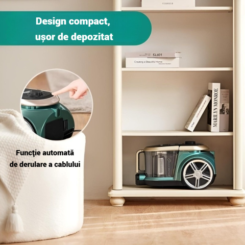 Aspirator fara sac model Eureka® Apollo, aspirator cilindric usor cu PowerCyclone unic, recipient de praf de 2, 2 l, motor cu eficienta energetica de 800 W, pentru pardoseli, covoare si podele dure, p [5]