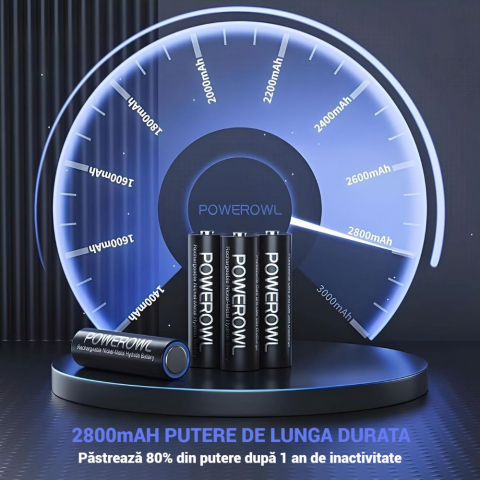 Baterii Reincarcabile Powerowl AA 8 buc, Acumulatori Ni-MH De 2800 mAh [4]