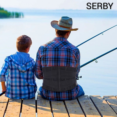 Brau lombar SERBY®, centura sustinere pentru sala, material respirabil, neagra [4]