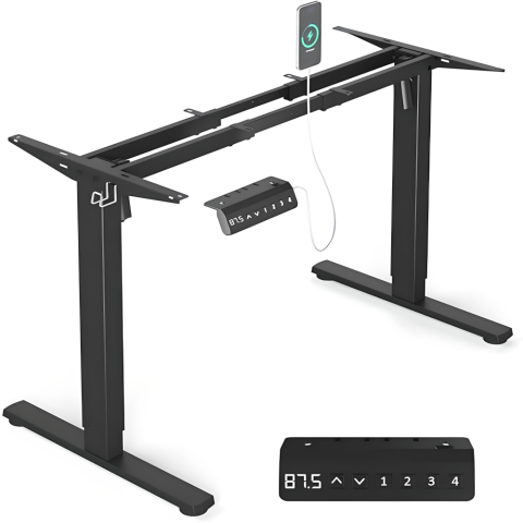 Toate Produsele - Cadru Birou Reglabil Electric Serby®, 2 Motoare, Reglabil Pe Inaltime 71-180 cm, Sarcina Maxima 150 kg, Functie De Control Memorie Si Afisaj Digital, Anti-Coliziune, Incarcare Type-C, Negru