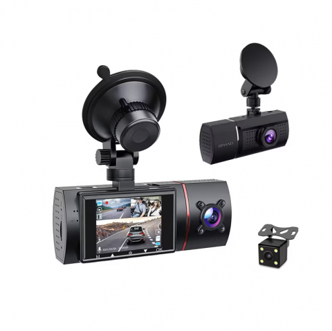 Diverse - Camera auto cu inregistrari multiple de inalta definitie din trei pozitii cu lentil multiple, X86, Dash Cam Pro Plus, 1080p, IPS 2.0", ADAS, Night Vision, unghi vizualizare 170°, 10M/S, F2.0