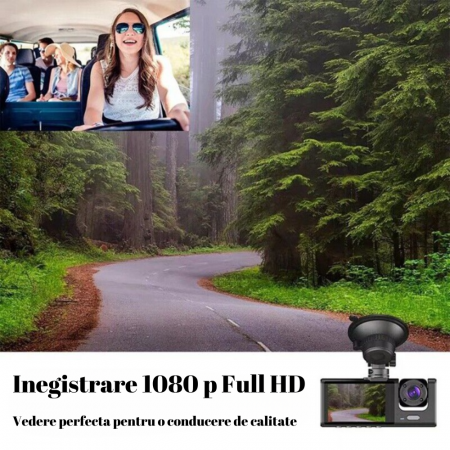 Camera auto DVR, vizualizare 170°, 3 camere, ecran 2", vizualizare nocturna, full HD 1080 P, detectare miscare [6]