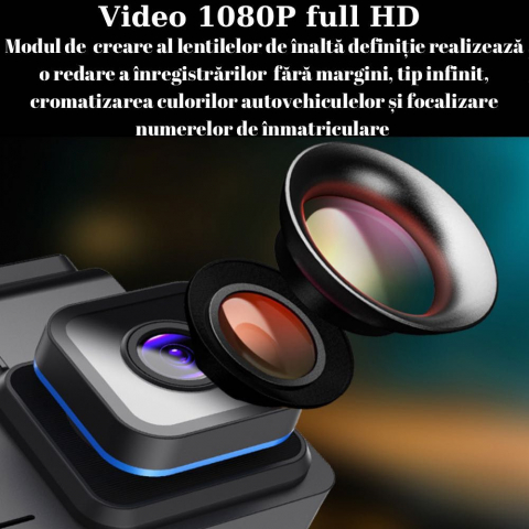 Camera auto WIFI, Dual Cam Pro, ADAS, unghi de filmare de 150 °, rezistenta anti soc, senzor G, monitorizare a parcarii, ecran LCD de 3 inch, functie de focalizare asupra placutelor de inmatriculare, [1]
