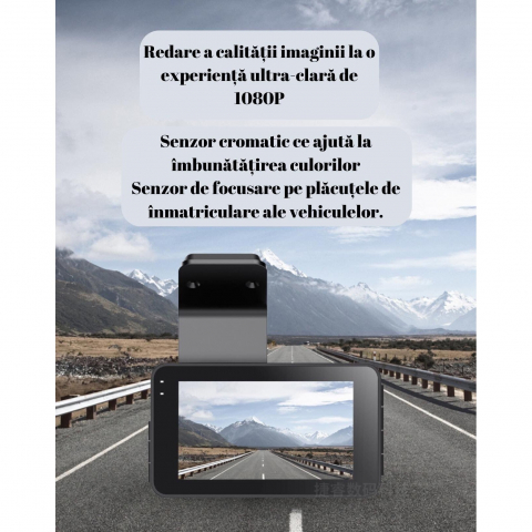 Camera auto WIFI, Dual Cam Pro, ADAS, unghi de filmare de 150 °, rezistenta anti soc, senzor G, monitorizare a parcarii, ecran LCD de 3 inch, functie de focalizare asupra placutelor de inmatriculare, [5]