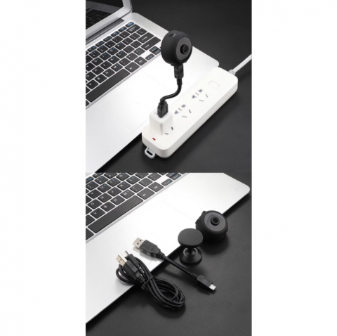 Camera de supraveghere mini spion, 1080P, HD, 360 de grade, vedere cu infrarosu pe timp de noapte, controlabila prin aplicatie mobila, senzor de detectare a miscarii, unghi de vizualizare de 150 grade [3]