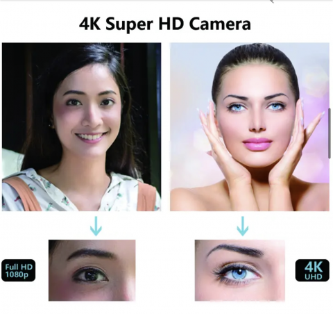 Camera web 4K HD, 8MP, cu support incorporate si telecomanda pentru controlul imaginii [8]