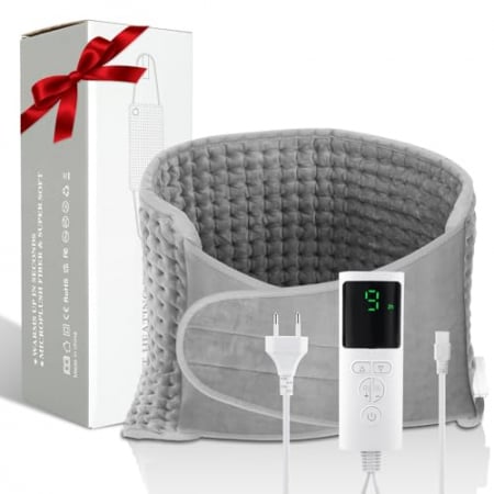 Centura electrica SERBY®, incalzire rapida pentru abdomen, spate, gat, umeri, picioare, 9 niveluri de caldura, 4 setari de timp, lavabila, oprire automata