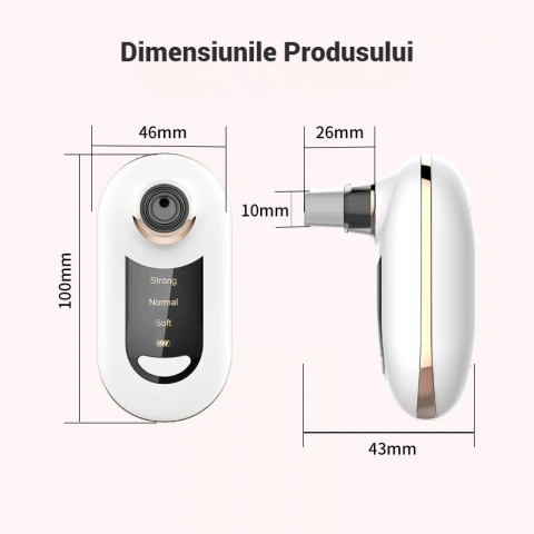 Dispozitiv SERBY pentru Îndepărtarea Punctelor Negre și Curățarea Porilor, 3 Niveluri de Putere, 5 Capete Interșchimbabile, Încărcare USB, Alb [1]