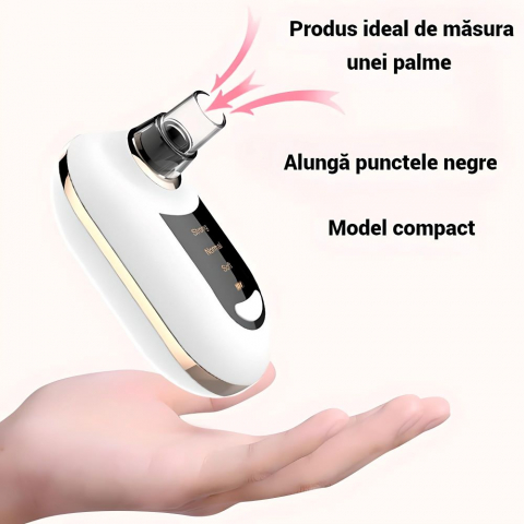 Dispozitiv SERBY pentru Îndepărtarea Punctelor Negre și Curățarea Porilor, 3 Niveluri de Putere, 5 Capete Interșchimbabile, Încărcare USB, Alb [8]