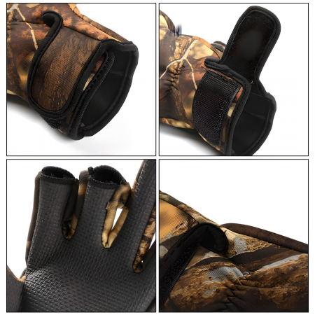 Manusi sport iarna SERBY® pentru barbati si femei, rezistente la vant, pentru pescuit, ciclism, vanatoare, calarie si orice sport in aer liber, marimea L, culoare camuflaj [5]