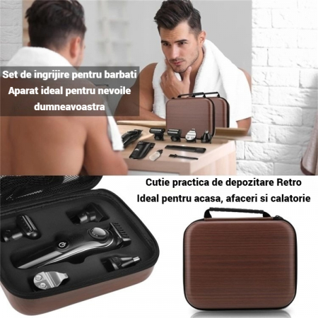 Masina de tuns fara fir, cu 5 capete de schimb, afisaj LED si incarcare rapida, lama de otel inoxidabila, cu autonomie 90 de minute, cutie de depozitare inclusa [4]