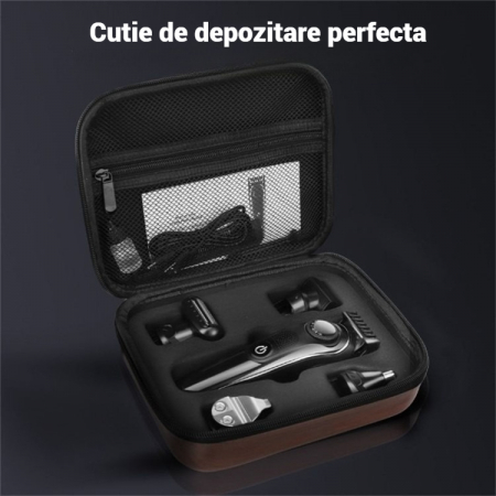 Masina de tuns fara fir, cu 5 capete de schimb, afisaj LED si incarcare rapida, lama de otel inoxidabila, cu autonomie 90 de minute, cutie de depozitare inclusa [3]