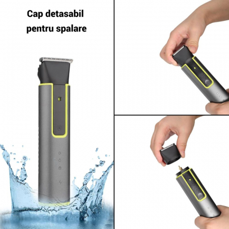 Masina de tuns multifunctionala, lama din otel inoxidabil, rezistenta la apa IPX 5, aparat de ras 4 in 1, incarcare rapida cu USB, autonomie 90 de minute, cutie de depozitare inclusa [2]