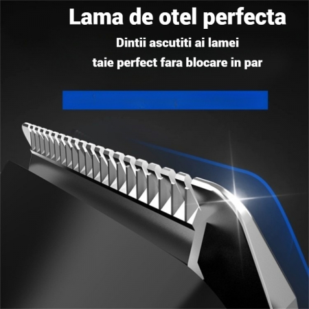 Masina de tuns multifunctionala, lama din otel inoxidabil, rezistenta la apa IPX 5, aparat de ras 4 in 1, incarcare rapida cu USB, autonomie 90 de minute, cutie de depozitare inclusa [4]