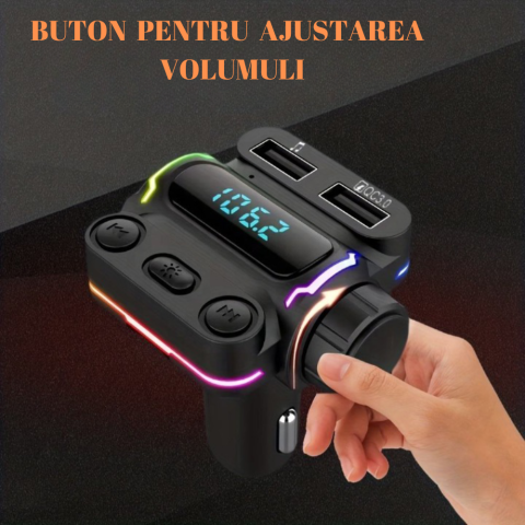N032 Modulator FM SERBY®, bluetooth 5.0, incarcator auto cu incarcare rapida, USB 3.0, Type C20 W, MP3 Player, 7 culori, Negru [4]