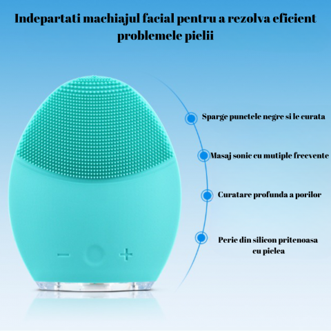 Perie curatare faciala , masaj cu vibratii sonice, din silicon moale igienic, reincarcabila USB, 7000rpm, rezistenta la apa [3]