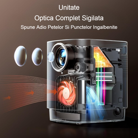 Video proiector portabil 4D/4P TOPTRO, corectie trapezoidala, focalizare electrica, rezistent la praf, 1080 Full HD, 18000 lumeni, WIFI 6, Bluetooth 5.2, gri [3]