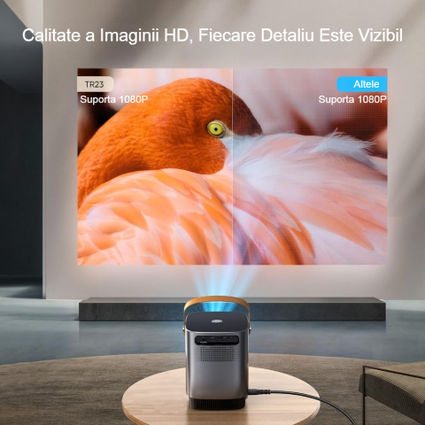 Video proiector portabil 4D/4P TOPTRO, corectie trapezoidala, focalizare electrica, rezistent la praf, 1080 Full HD, 18000 lumeni, WIFI 6, Bluetooth 5.2, gri [7]