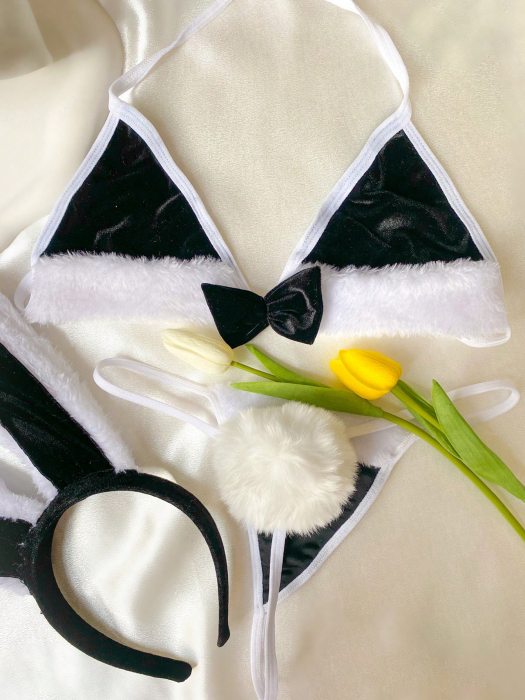 Set 3 piese sexy din catifea, negru [5]