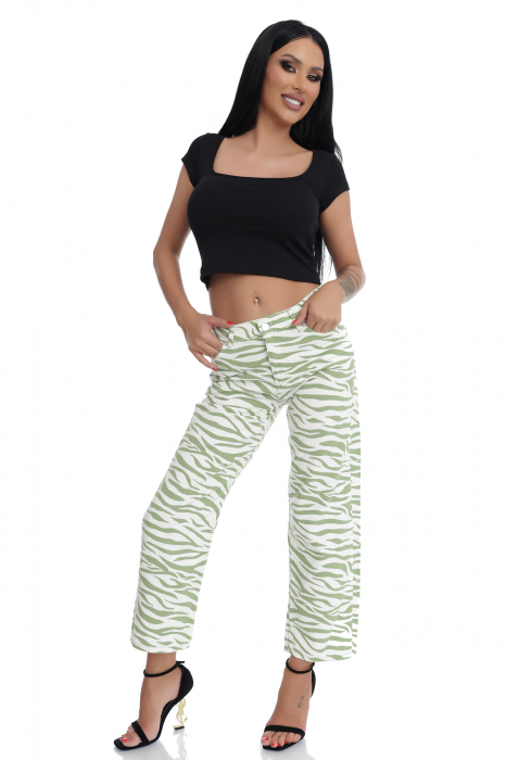 Blugi mom fit cu imprimeu cu dungi [2]