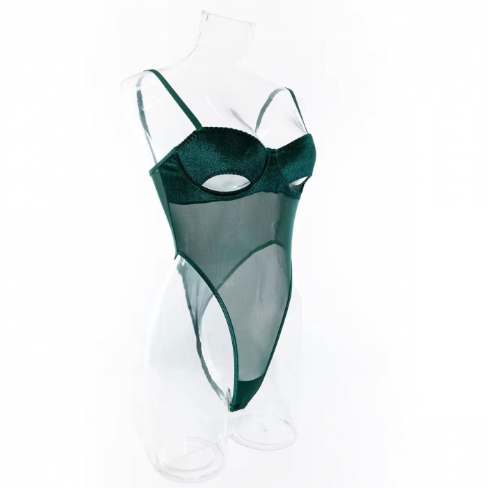 Body cu decupaj si inseratii de catifea si plasa. [6]