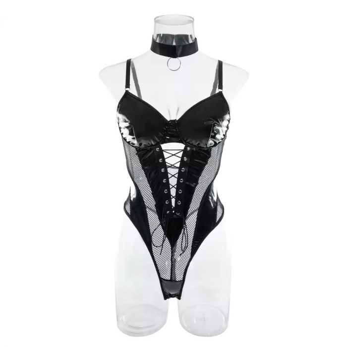 Set lenjerie intimă  3 piese – Negru cu Inserții Aurii [4]