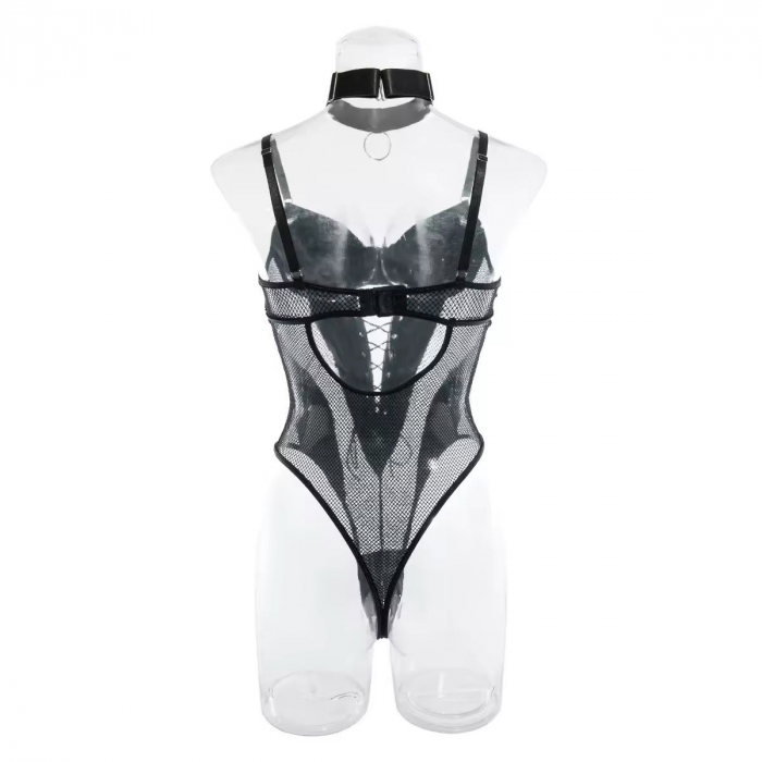 Set lenjerie intimă  3 piese – Negru cu Inserții Aurii [5]