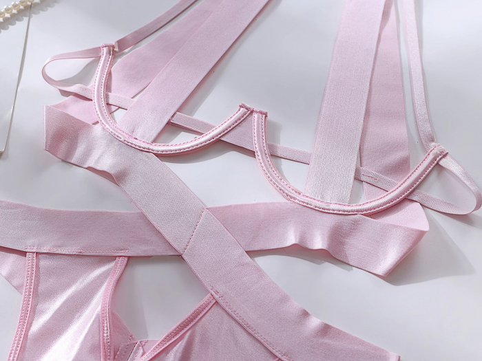 Body roz cu decupaje si aspect satinat [3]