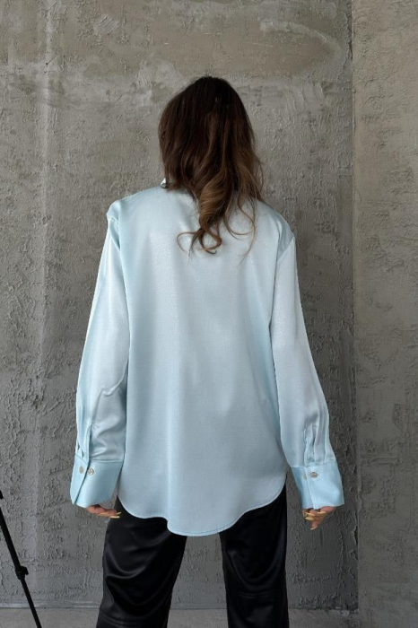 Camasa eleganta din material satinat, blue. [2]
