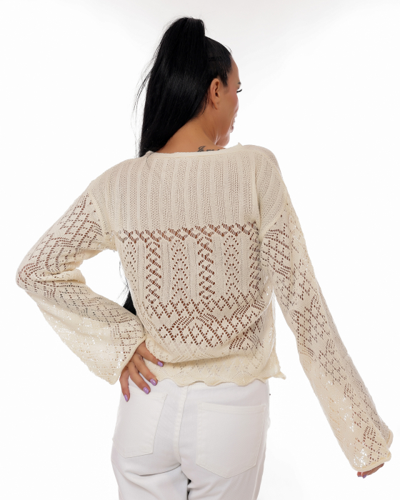 Cardigan scurt cu nasturi, bej [3]