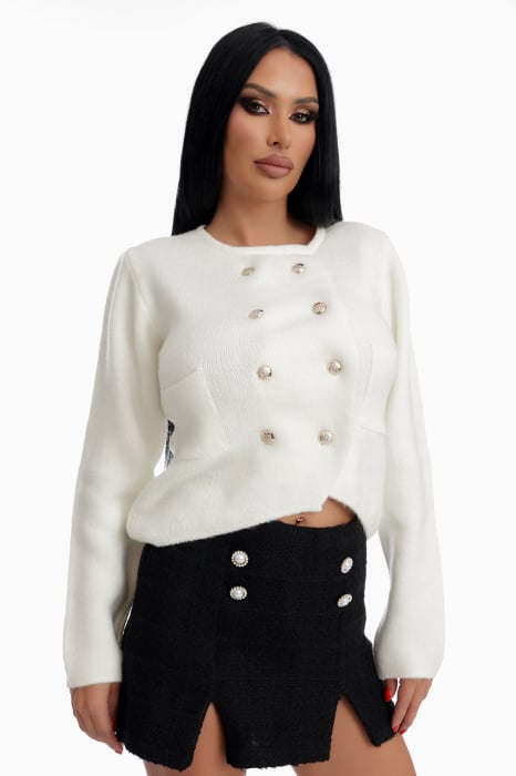 Cardigan scurt cu nasturi decorativi [6]