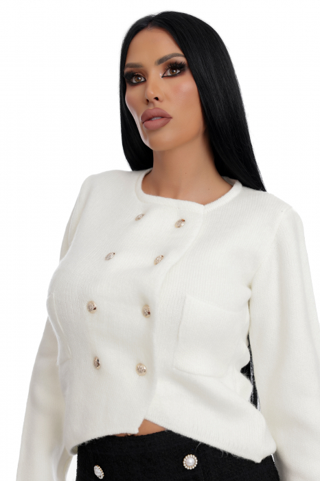 Cardigan scurt cu nasturi decorativi [3]