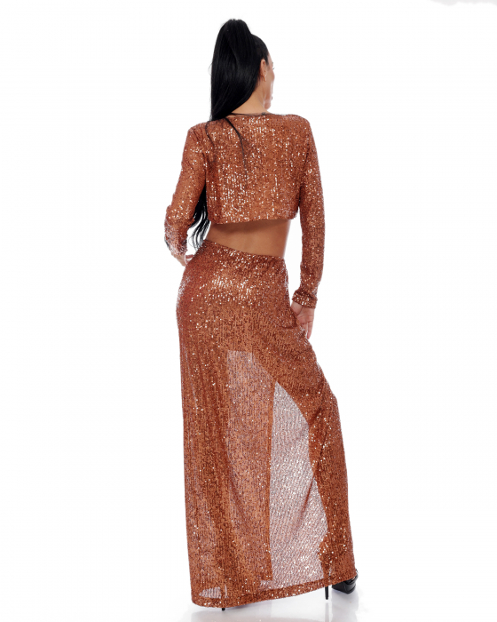 Costum cu fusta si bluza, cu aspect stralucitor [2]