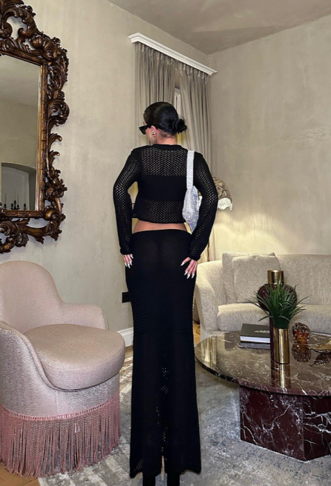 Costum cu fusta si bluza, cu aspect tricotat [3]