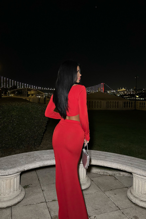 Costum cu fusta si bluza, rosu [3]