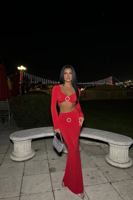 Costum cu fusta si bluza, rosu [5]