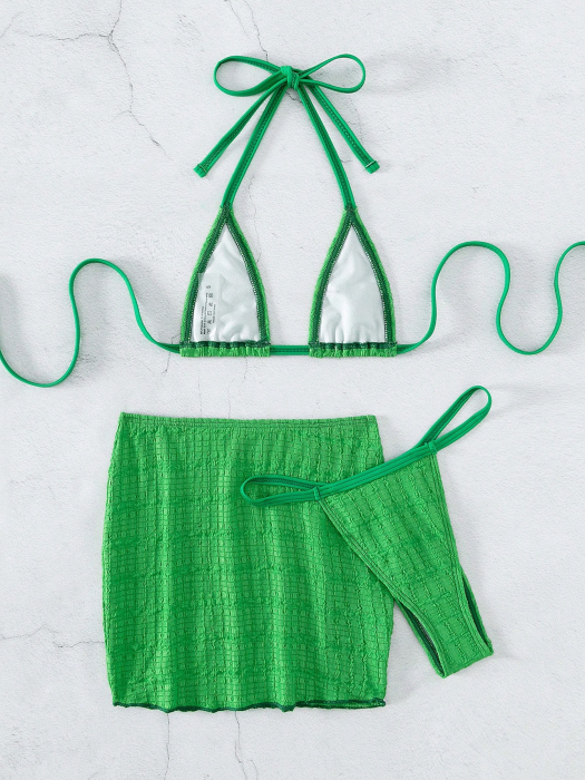 Costum de baie 3 piese, verde [4]
