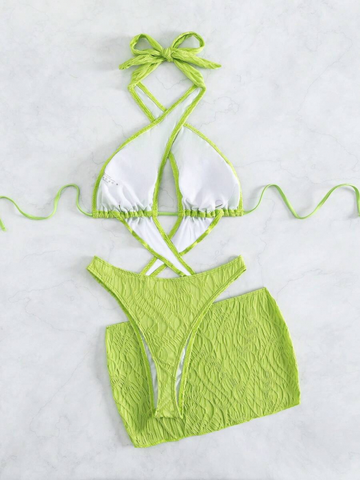 Costum de baie 3 piese, verde [4]