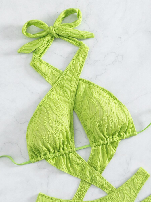 Costum de baie 3 piese, verde [6]