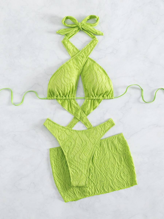 Costum de baie 3 piese, verde [3]