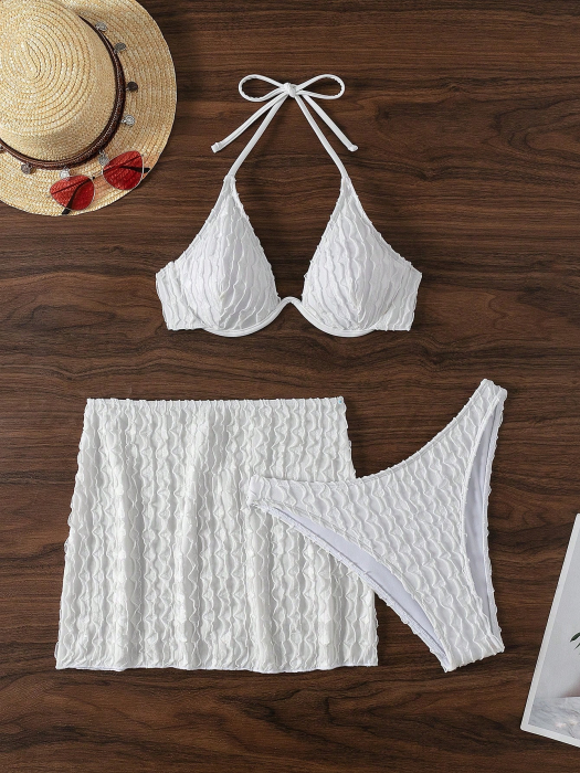Costum de baie alb, din 3 piese [5]