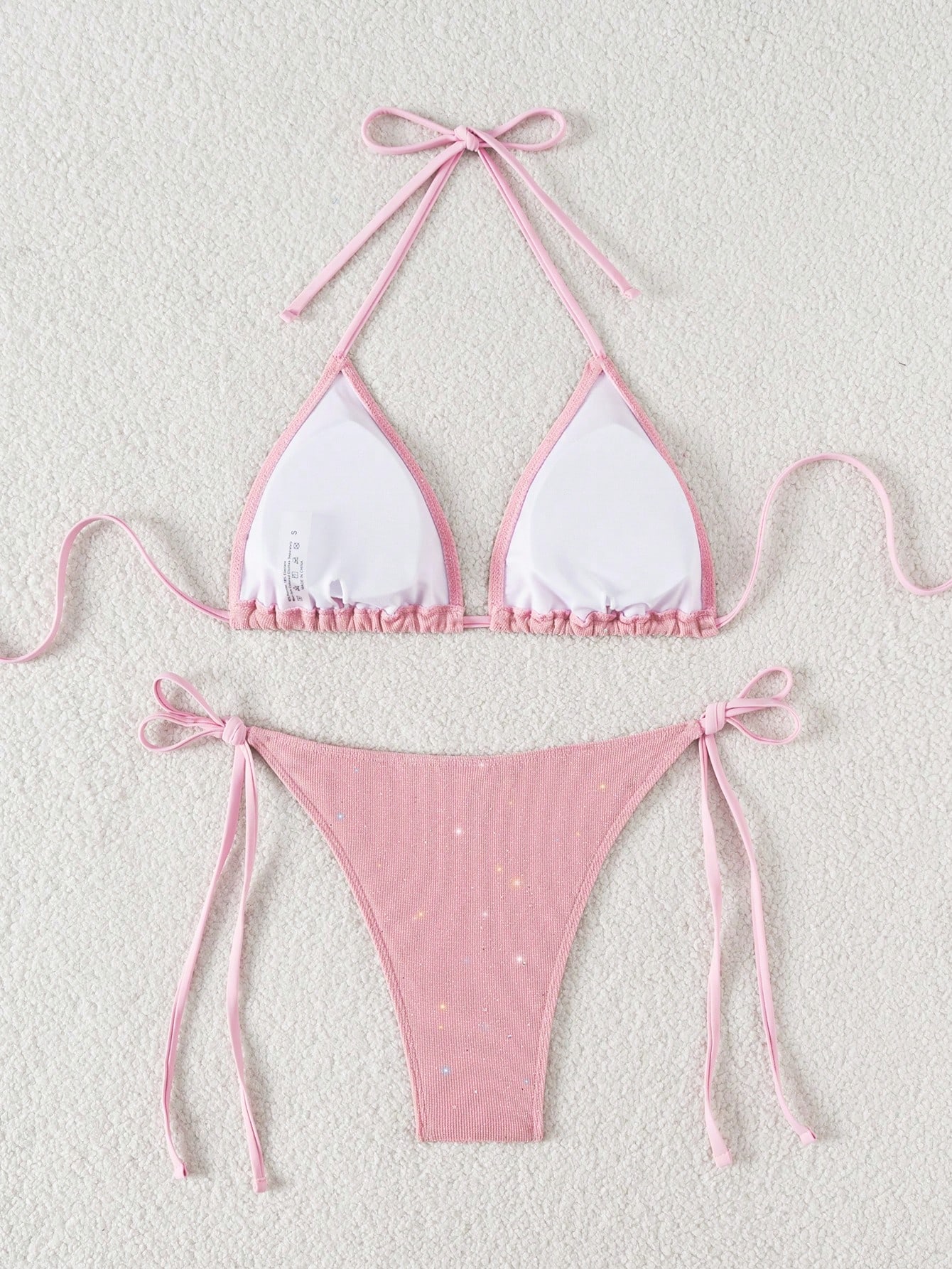 Costum de baie cu 2 piese, roz si snur reglabil [2]