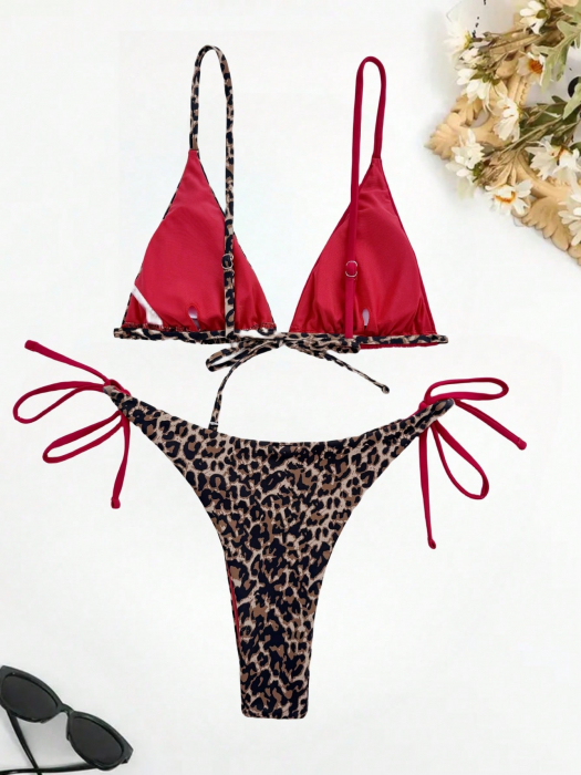 Costum de baie cu 2 piese, cu imprimeu animal print [4]