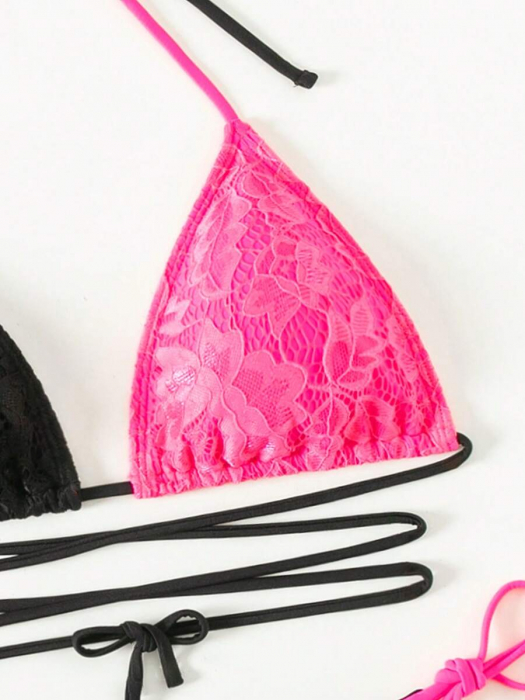Costum de baie cu 2 piese, animal print si rosu [3]