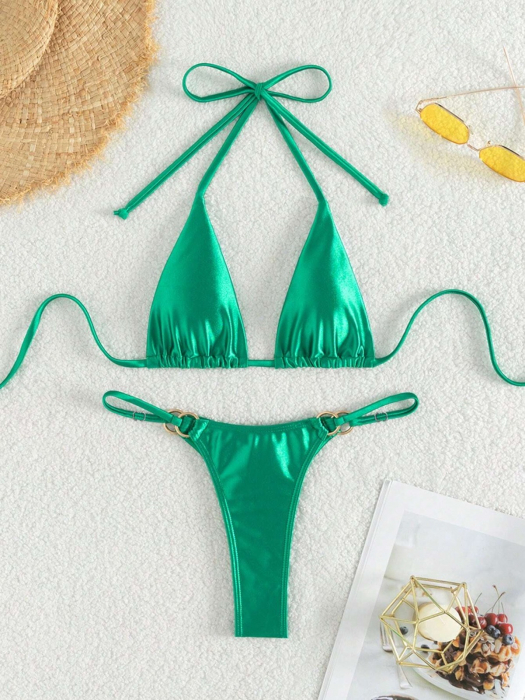 Costum de baie cu 2 piese, din satin [3]