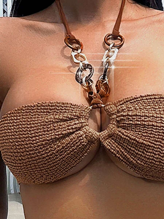 Costum de baie cu 2 piese, animal print si rosu [8]