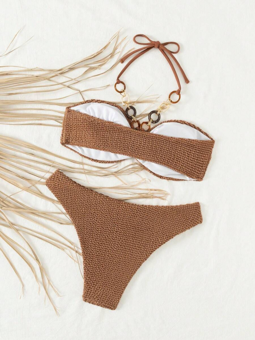 Costum de baie cu 2 piese, animal print si rosu [5]