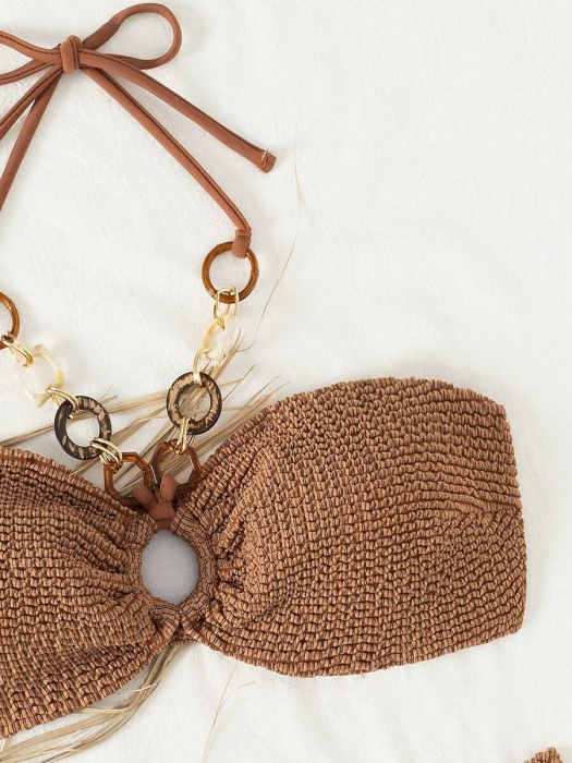 Costum de baie cu 2 piese, animal print si rosu [3]