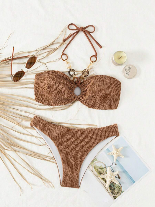 Costum de baie cu 2 piese, animal print si rosu [4]